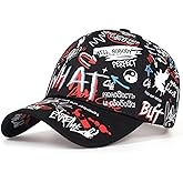 YY GEWETAO Men's Baseball Cap Adjustable Cotton Graffiti Doodle Sport Caps for Men Women