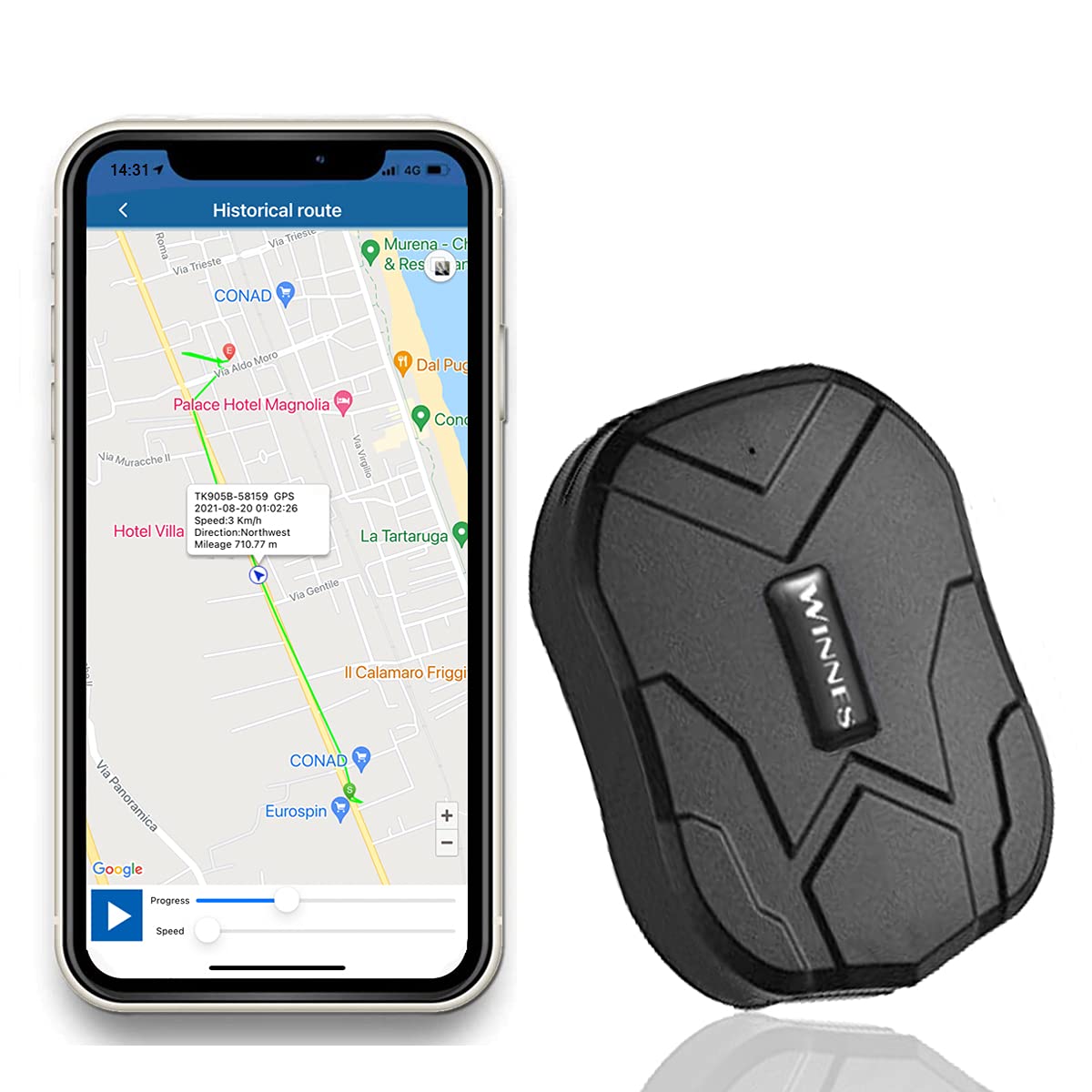 Zeerkeer GPS Tracker, 150 days long standby Car Vehicle Tracker Waterproof Strong Magnetic Rechargable Tracking Device Real Time Anti Lost GPS Locator for Lorry, boat with free app