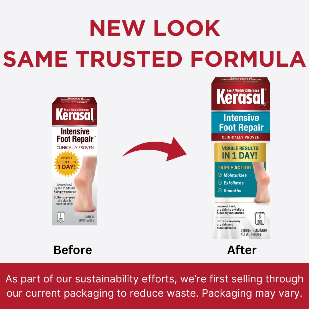 Kerasal Intensive Foot Repair Skin Healing Ointment for Cracked Heels and Dry Feet 1 oz , 2 Count, (Pack of 2) - Image 2