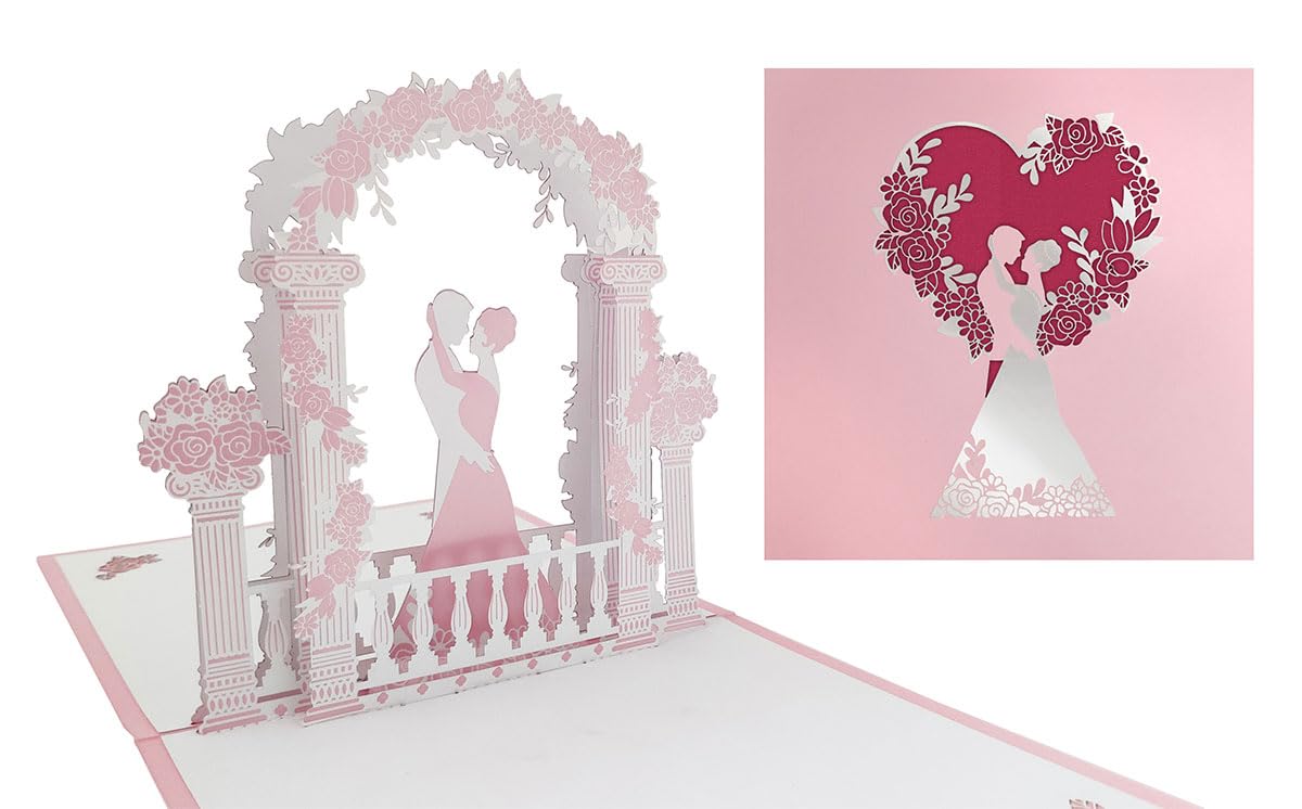 scicent Wedding Greeting Cards 3D Pop-up Card Folding Card with Envelope Pop Up Anniversary Wedding Greeting Card for Valentine's Day - 22221