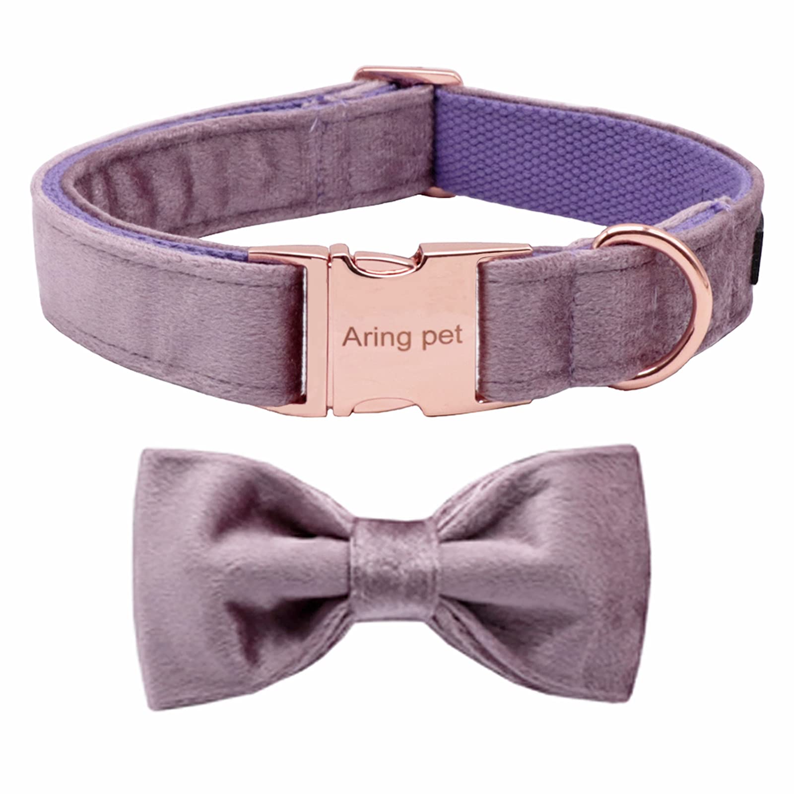 ARING PET Velvet Dog Collar-Bowtie Dog Collars, Soft and Comfortable Velvet Collar Gifts with Bow for Small Medium Large and Girl Boy Dogs