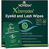 NOVEHA Demodex Eyelid & Lash Wipes | Box Of 60 Individually Wrapped Extra Strength Cleansing Eyelash Wipes - Battle Itchy & Irritated Eyes associated with Demodex Mites, Naturally Remove debris
