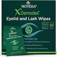 NOVEHA Demodex Eyelid &amp; Lash Wipes | Box Of 60 Individually Wrapped Extra Strength Cleansing Eyelash Wipes - Battle Itchy &amp; I