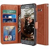 For Samsung Galaxy J7 V / J7 2017 / J7 Prime / J7 Perx / J7 Sky Pro / Galaxy Halo Case, LK Luxury PU Leather Wallet Flip Protective Case Cover with Card Slots and Stand (Brown)