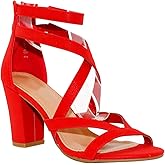 TRENDSup Collection Women's Chunky Heel Ankle Strap Sandals