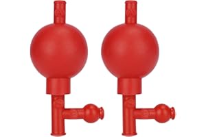 stonylab 2-Pack Rubber Transfer Bulbs, 65 ml Red Rubber Filling Bulbs for Pipettes with 3 Valves, Sturdy Lab Supplies