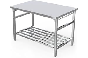 48"x30" Heavy-Duty NSF Certified Stainless Steel Folding Work Table: Adjustable Undershelf for Commercial & Home Kitchen Prep