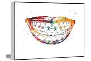 LIGLZVE Teeth Braces Dental Medical Art Dental Hygienist Gift Dentist Office Decor Implant Orthodontic Poster Print Teen Bedroom Decor Home Decor Home Office Decor 12x18 Inch Framed Modern Canvas Wall Art