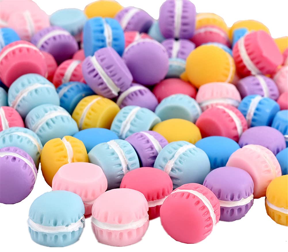 Assorted 30 Pcs Cute Charms Beads Cookies Donut Macaron Dessert Ice Cream Resin Charms Slices Flatback Buttons for Handicraft Accessories Scrapbooking Phone Case Decor Jewelry Making (Macaron)