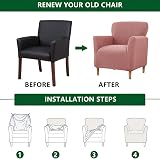 LiveGo Stretch Banquet Armchair Slipcover Pink, Non-Slip Waterproof Knit Chair view 3