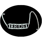 Hopodix Rhinestones Choker Necklace BRIDE Letter Choker Sparkly Crystal Necklace Chain Collar Chokers for women Daily Wear Party Prom Accessories