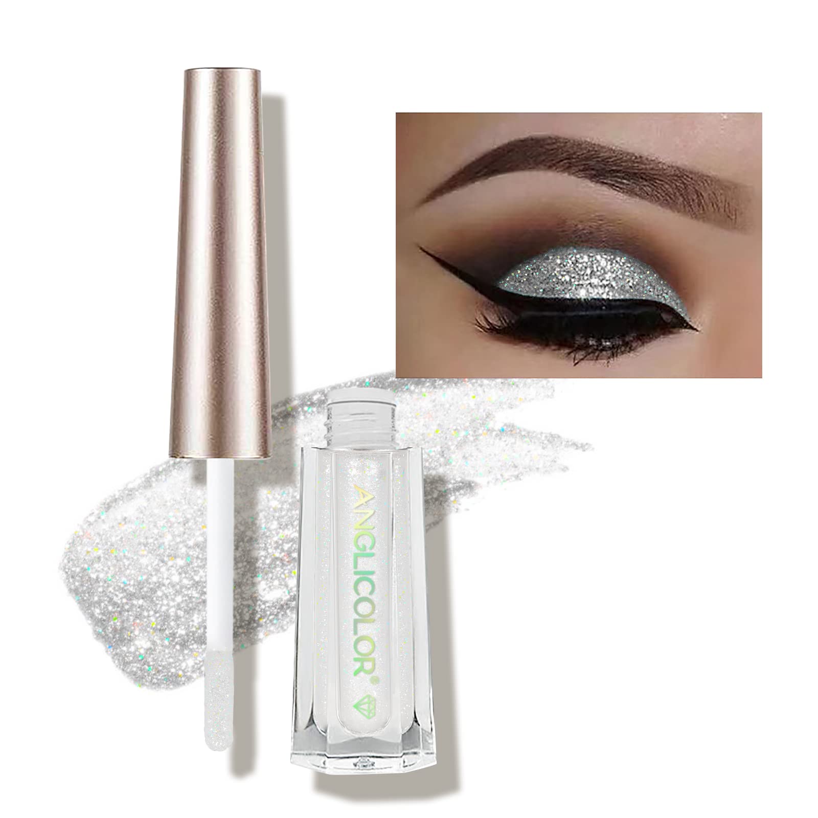 Diamond Glitter Liquid Eyeshadow & Eyeliner Pen,Starry Sequins Mermaid Eye Shadow,Crease Resistant,Long Lasting and Pigmented Sparkling & Shimmer Eyes Makeup(#13 Galactic Diamond)