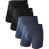 BAMBOO COOL Men's Ultra ComfortSoft Underwear, Moisture Wicking & Breathable No Ride Up Boxer Briefs with Fly, Multipack