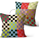 Palasarkaaa Checkered Geometric Modern Decoration Living Room Decor Housewarming Gifts Throw Pillow Cover 18x18 Inch for Outdoor Chair Cushion Cover Sofa Couch Bed
