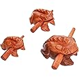 Brown Wooden Frog Percussion Set - 4", 3, 2.25 Inch Frogs, Musical Home Decor