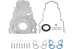Dokili LS Front Timing Chain Cover w/Gaskets Bolts kit Compatible with LS2 LS3 Gen Ⅳ LSx Non-VVT 4.8L 5.3L 6.0L 6.2L Engines, Cast Aluminum 12633906 12600326