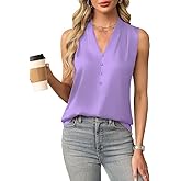 GPHY Womens Dressy Tank Tops Summer Sleeveless Work Blouses Silk Satin V Neck Shirts Business Casual Outfits