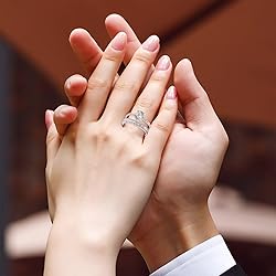 SWEETSHION 2PCS Couple Diamond Rings, Luxury