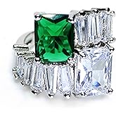 HSQYJ Luxury Adjustable Opening Cubic Zirconia Promise Rings Classic Style Crystal Anniversary Wedding Engagement Bands Cocktail Ring for Women Jewelry Gifts