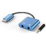 Cubilux USB C to TRS Microphone Headphone Adapter, Type C Audio MIC Splitter Compatible with iPad Pro/Air 5 4/Mini 6, Samsung