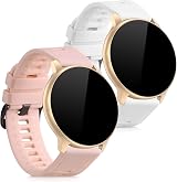 kwmobile 2x Silicone Watch Straps for AGPTEK LW11 - Dusty Pink/White view 1
