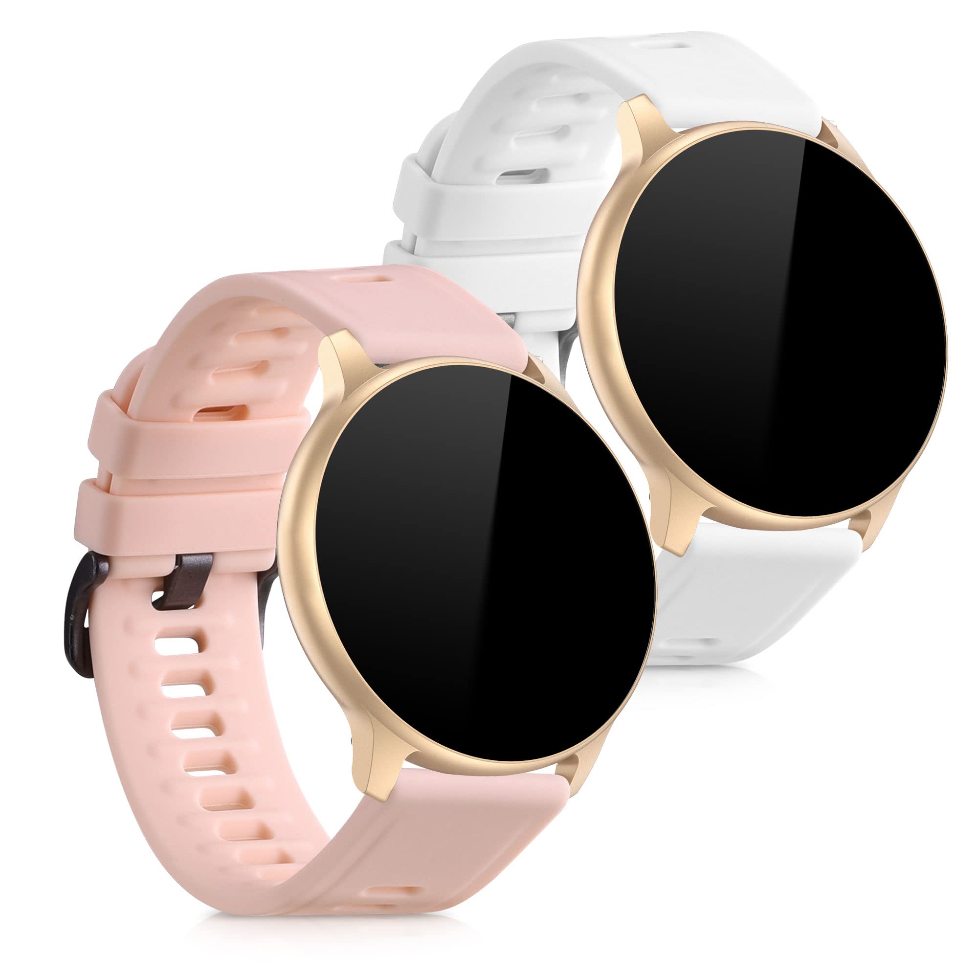 kwmobile 2x Straps for AGPTEK LW11 Watch Strap - Silicone Replacement Watch Strap Set - Replacement Bands Dusty Pink/White — image 1