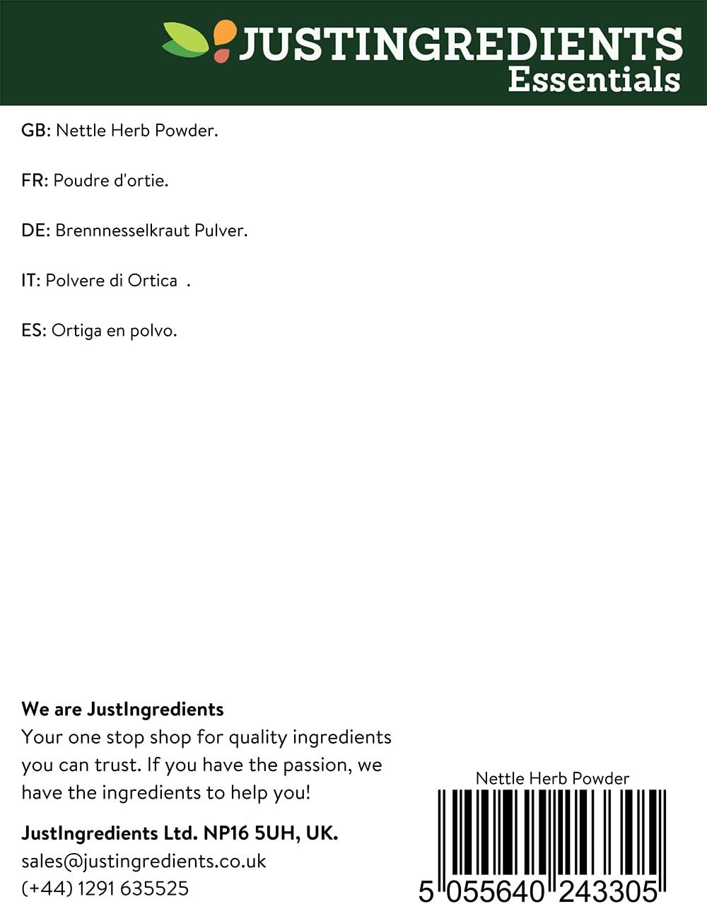 JustIngredients Essentials Nettle Herb Powder 500 g, 500 g (Pack of 1) - Image 3