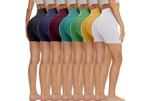 TNNZEET 7 Pack Biker Shorts for Women - 5''/8''/3'' High Waisted Workout Tummy Control Spandex Gym Shorts for Yoga Athletic