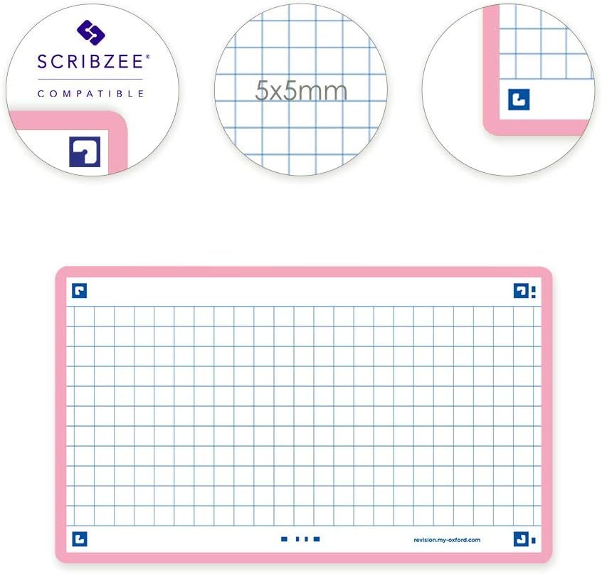 Oxford Flash 2.0 Pack of 80 Flash Cards Size 7/5 x 12.5 cm Small Squares on Both Sides - Navy Blue Frame - Bristol Sheets Pink - Image 5