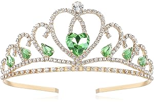 Lovelyshop Enchanting Green Heart Gold Tiara for Little Girls for Princess Parties and Costume Dress-Up