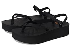 Teva Women's Flatform Sandal Slim Sport, Black, 5
