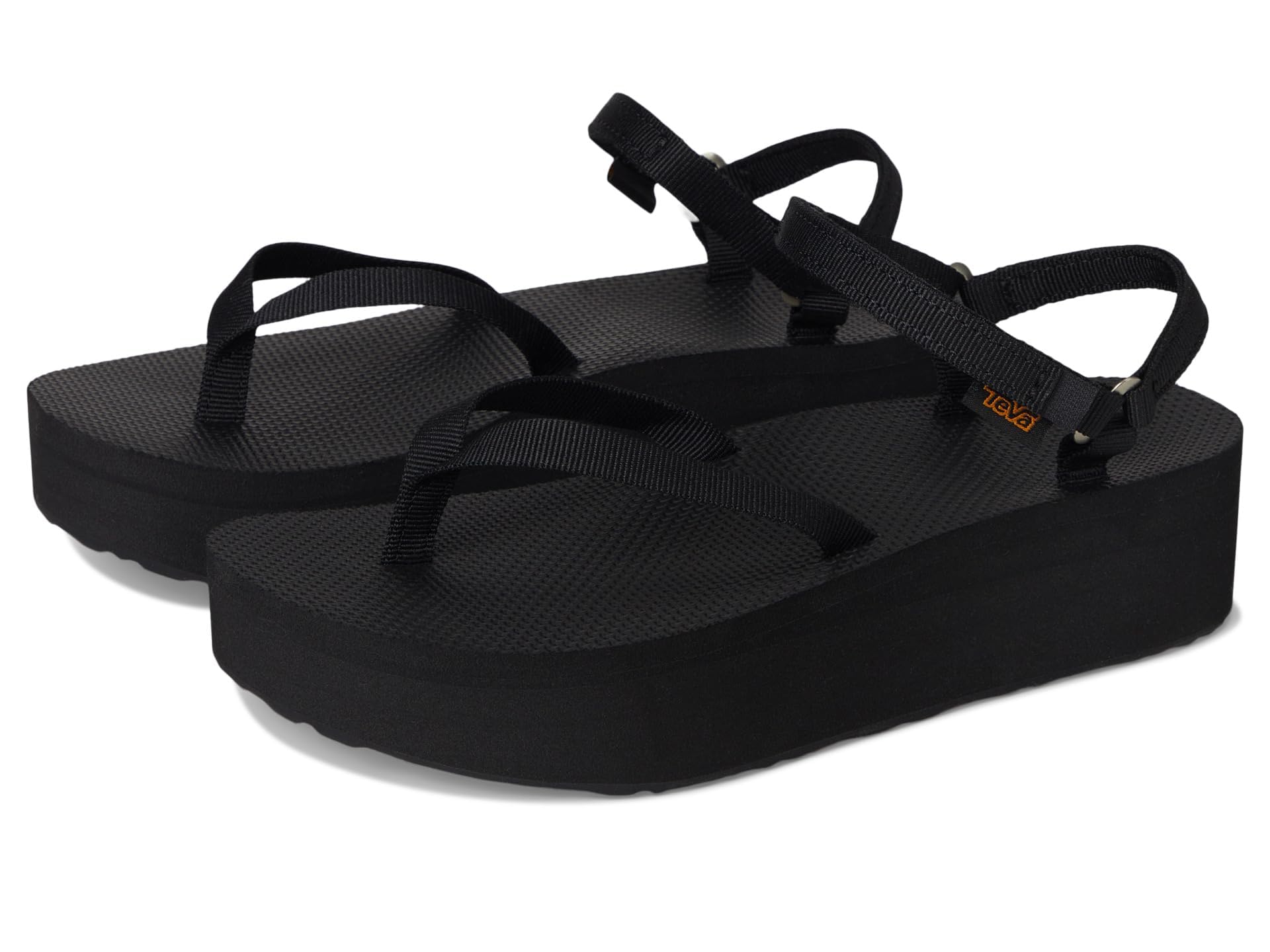 Teva Women's Flatform Sandal Slim Sport, Black, 5