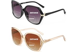 JM Bifocal Reading Sunglasses for Women, Fashion Oversized Sun Readers UV400 Protection Spring Hinges