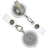 Bulk 25 Pack - Premium Clear (Translucent) Retractable Badge Reels with Alligator Swivel Clip on Back by Specialist ID (Translucent Clear)