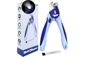 Thunderpaws LED Dog Nail Clippers with Light, Trimmers with Protective Guard, Quick Sensor, Safety Lock and Nail File - Suitable for Large and Small Dogs & Cats (Blue, LED)