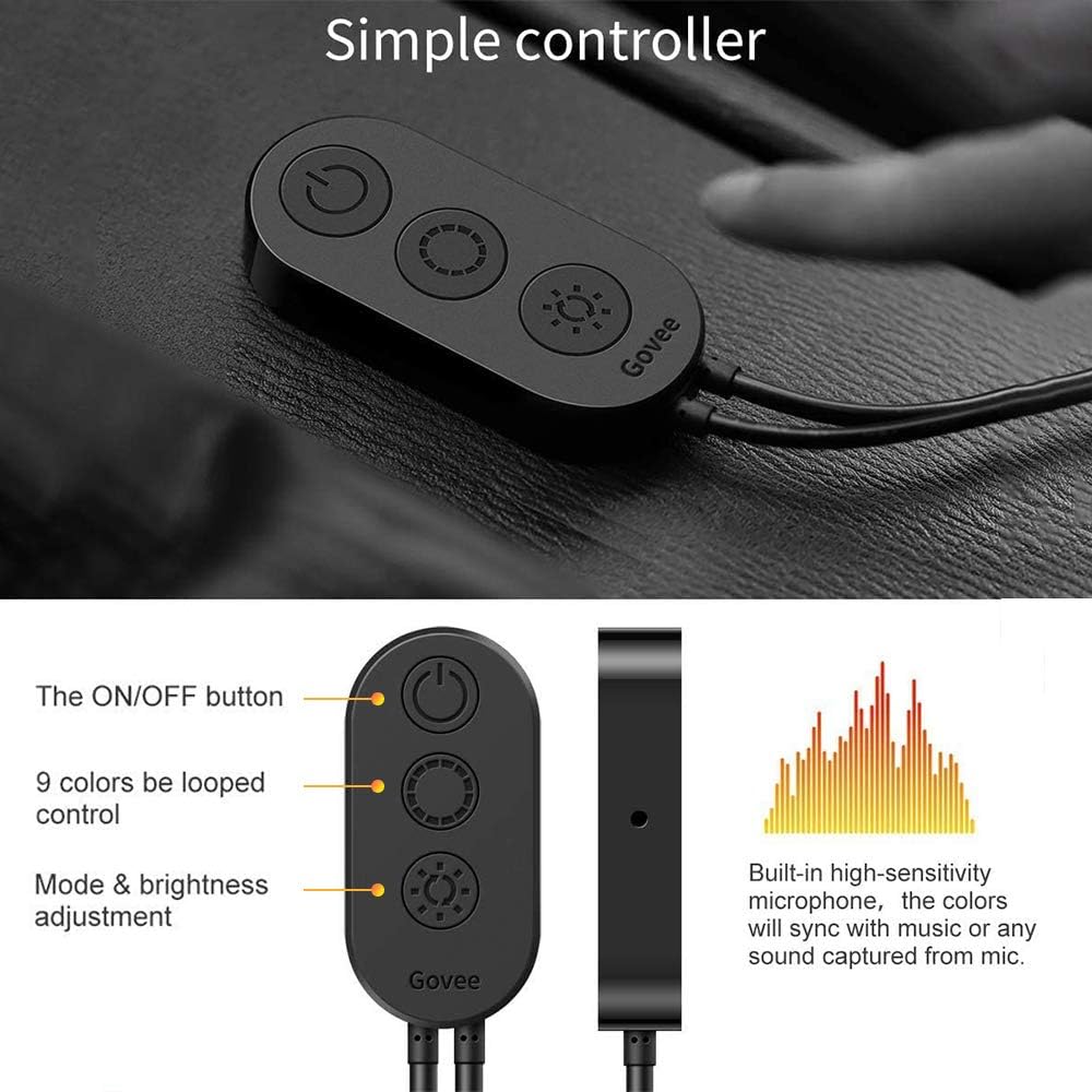 MINGER Unifilar Car LED Strip Light, 4pcs 48 LED APP Controller Car Interior Lights, Waterproof Multicolor Music Under Dash Lighting Kits for iPhone Android Smart Phone, Car Charger Included, DC 12V: Automotive