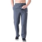 Zoulee Men's Front Zip Open-Bottom Sports Pants Sweatpants Trousers