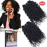Emmet Short Kinky Curly Hair Extension 100% Brazilian Human Hair Weave 50g/Bundle 100g/Pack, with Hair Care Ebook (10