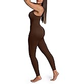 FeelinGirl Plus Size Tummy Control Jumpsuits for One Piece Ribbed Fabric With Stretch Women Workout Romper Seamless