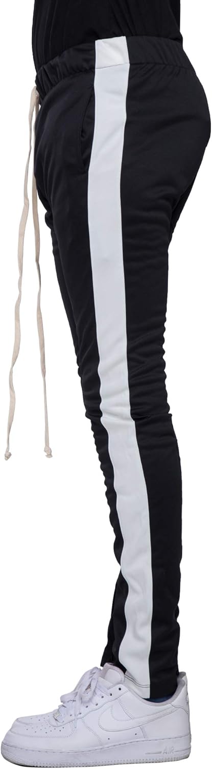 EPTM Men's Stripe Track Pants Slim Fit with Ankle Zippers: Clothing