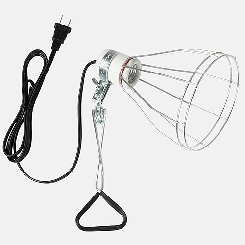 Simple Deluxe Clamp Lamp Light with Steel Cage Wire Grill Up to 250W E26 Socket (No Bulb Included), 6' Cord, 1 Pack