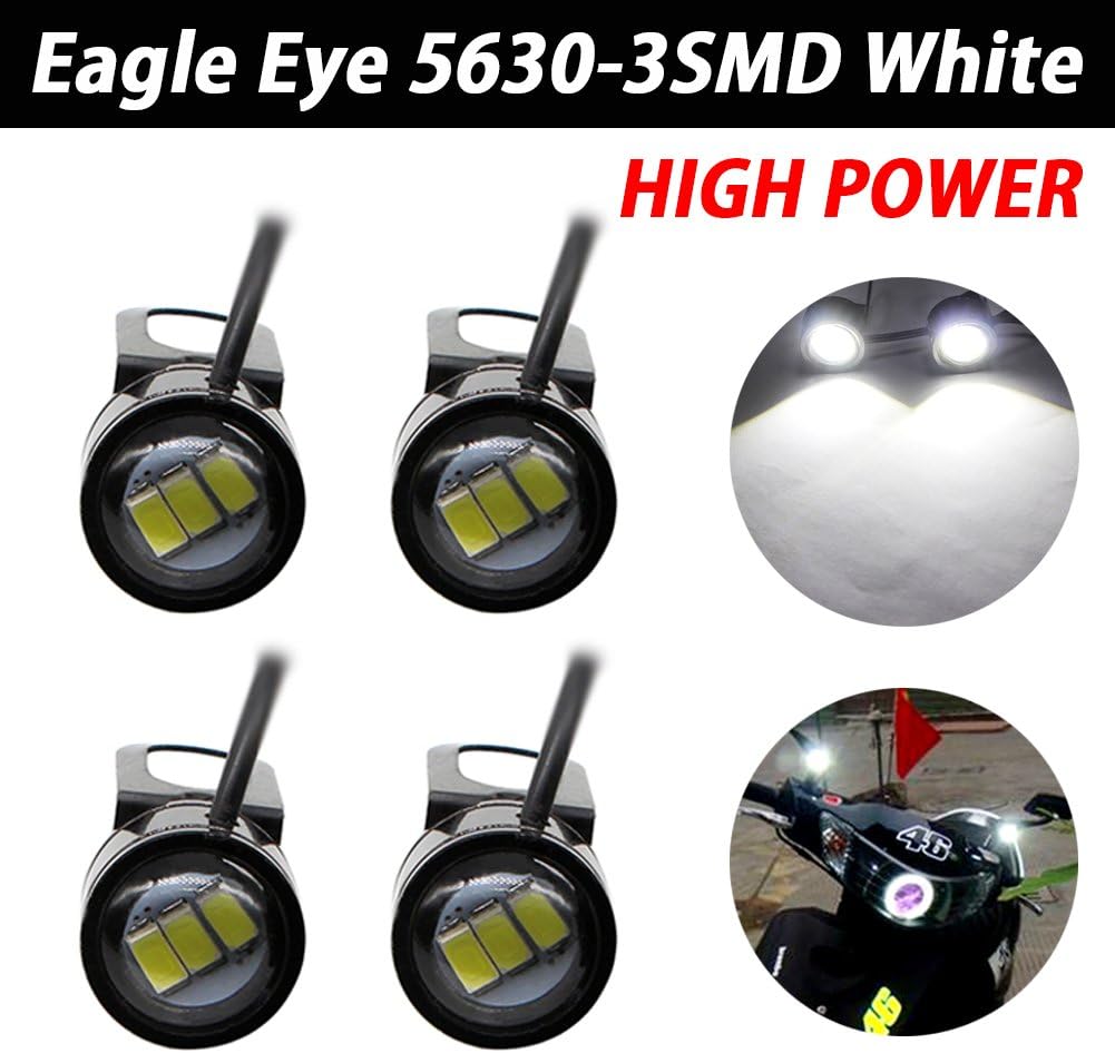 TABEN 4x Motorcycle Boat Car Styling 5630 3SMD LED DRL Eagle Eye 22mm LED License Plate Daytime Runing Reverse Backup Parking Signal White Bulb 12V