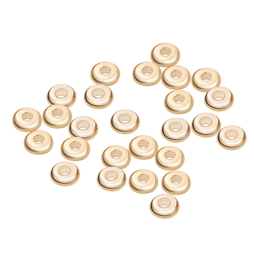 BENECREAT 60 PCS 18K Gold Plated Beads Metal Spacer Beads for DIY Jewelry Making and Other Craft Work - 5x1.5mm, Donut Shape