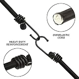 ASelected 12pk Bungee Cords 12" Black Heavy Duty Rubber Metal Hooks UV Resistant view 2