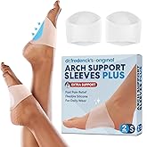 Dr. Frederick’s Original Arch Support Sleeves Plus - 2 ct - Doctor-Developed Plantar Fasciitis & Flat Feet Relief - Foot Braces for Fallen Arches, Heel Pain & Achy Feet - Soft Gel Cushion - S/M