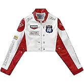 Aelfric Eden Cropped Leather Jacket Women PU Crop Moto Biker Racing Trendy Fashion Casual Coats