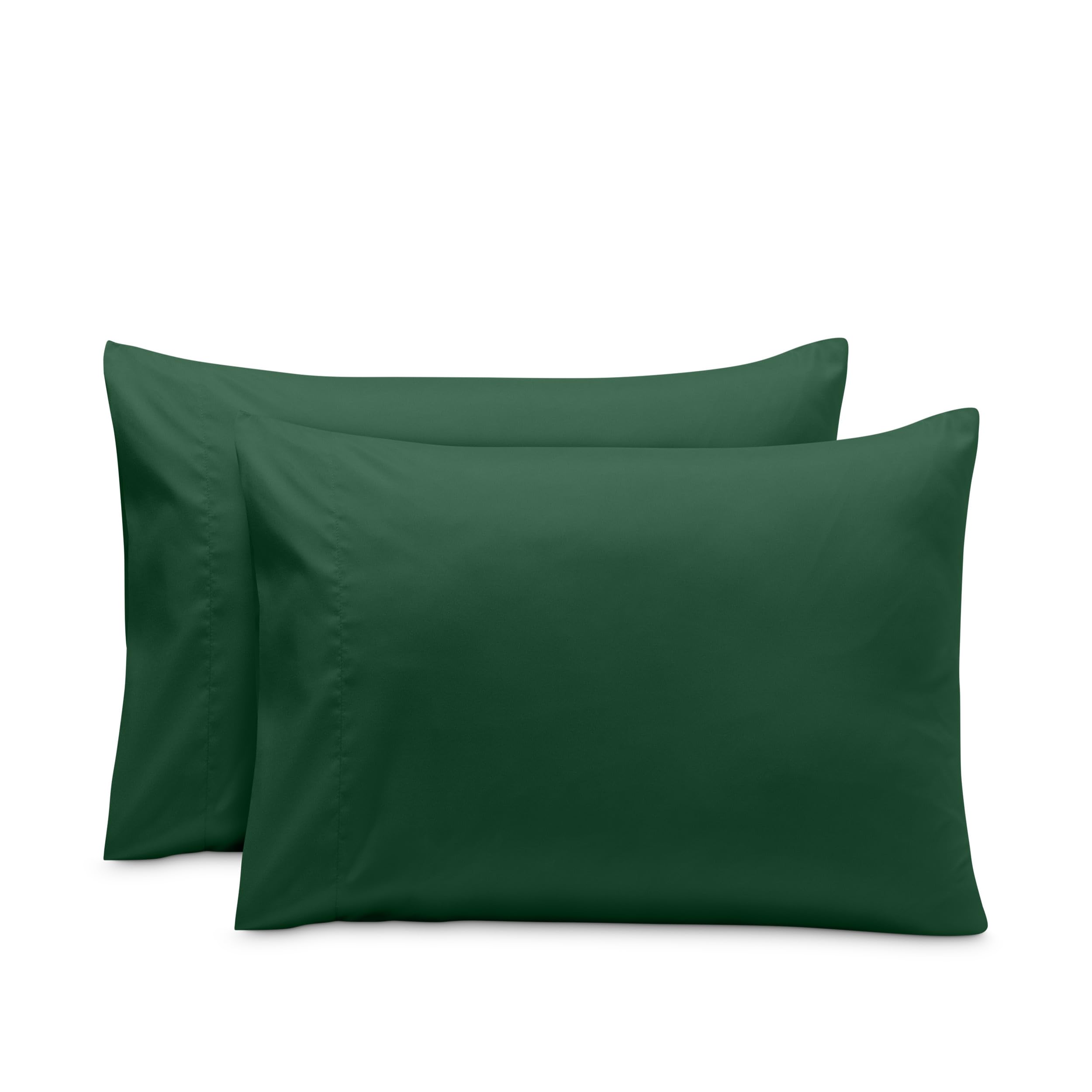 Bare Home Microfibre Pillowcase Set Standard Size - 2 Pack Pillow Cases - Lightweight - Cooling - Soft Brushed Microfibre - Pillow Covers (50x75, Forest Green)