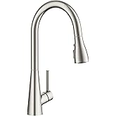 FORIOUS Kitchen Faucet with Pull Down Sprayer, Brushed Nickel, Classic High Arc Stainless Steel Faucet for Kitchen Sink, Single Handle for 1 or 3 Hole Decks for RV Bar Farmhouse Laundry Camper