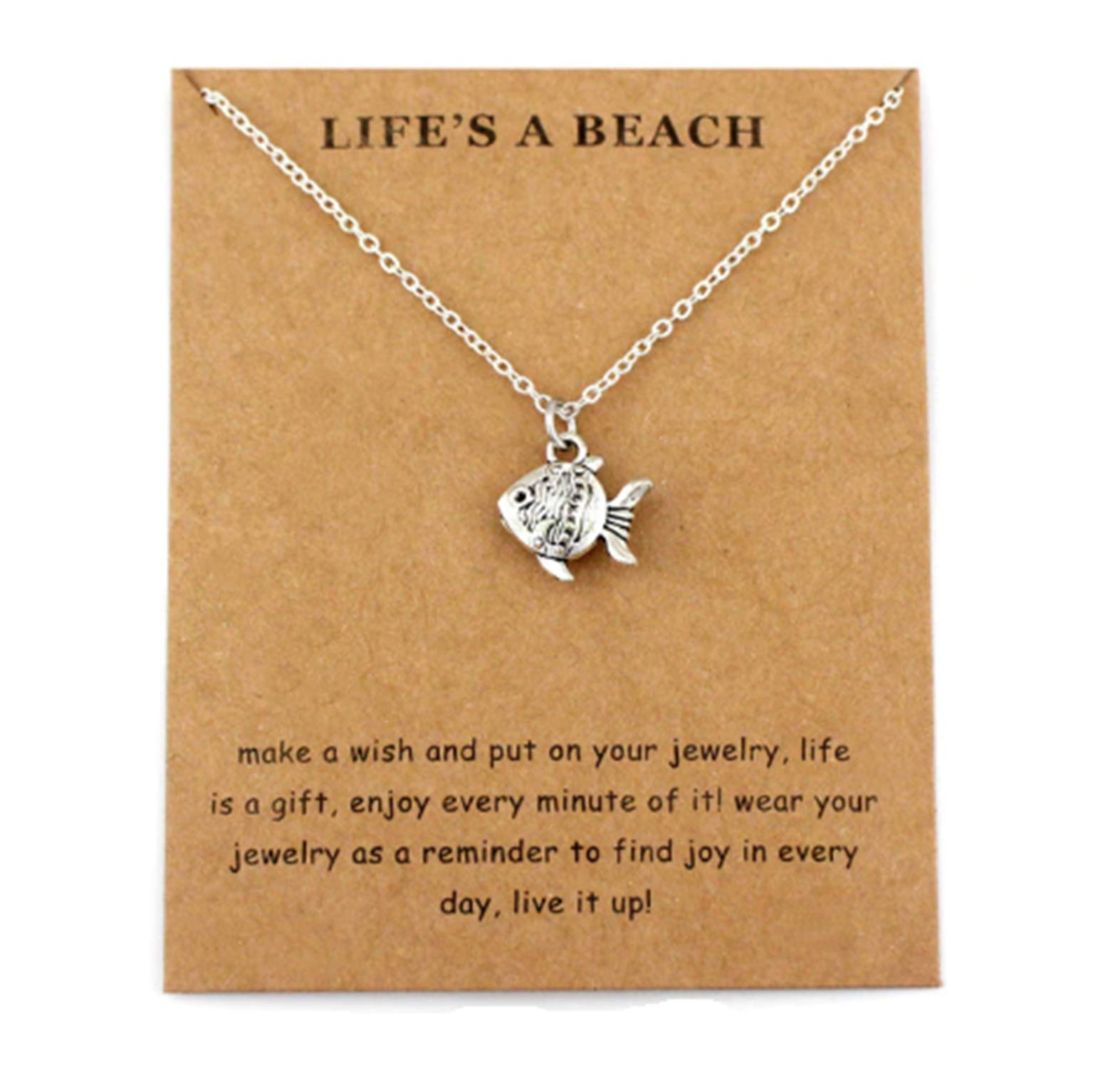 Fish Charm Necklace and Pendant, Scuba diving gift for her, surfing jewellery