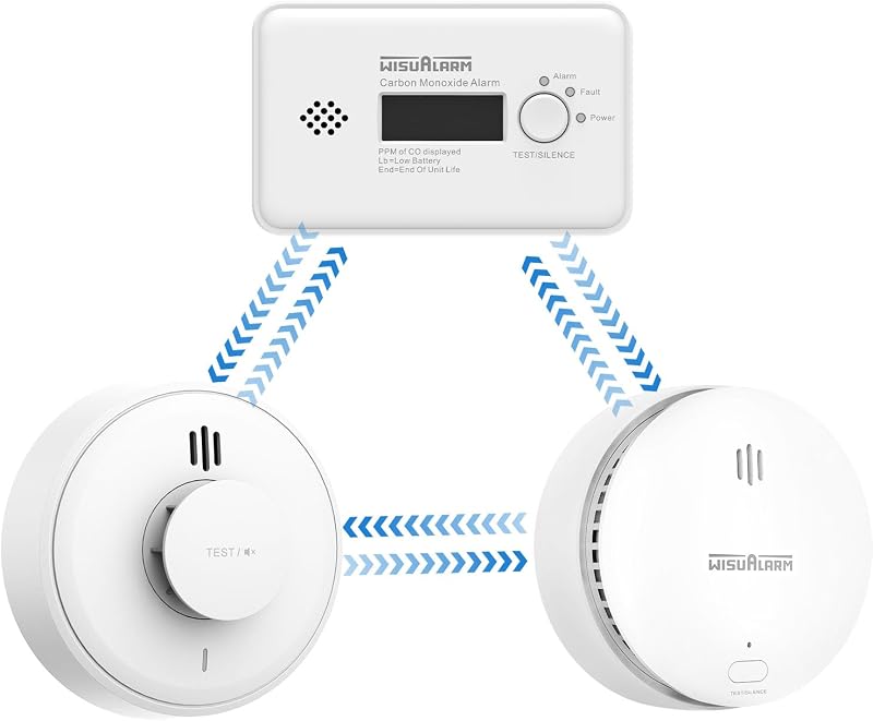 Wisualarm Interlinked Smoke Alarm Kit 1 Smoke 1 CO 1 Heat Pre-linked